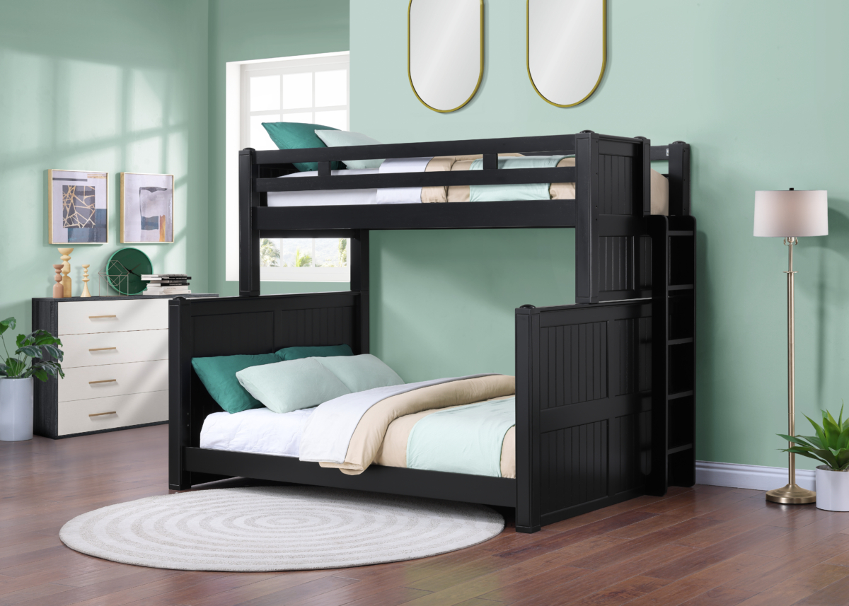 Twin XL over Queen Beadboard Bunk Bed with End Cutout